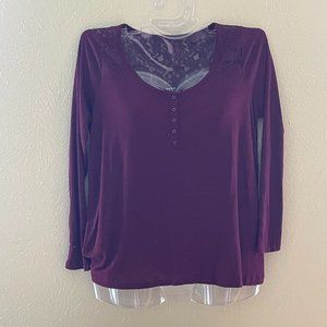 Maroon Henley with Lace Detail